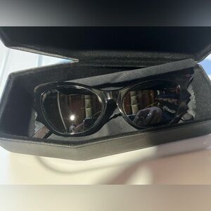 Le femme en noir bat wing sunglasses with coffee case. Gothic glasses